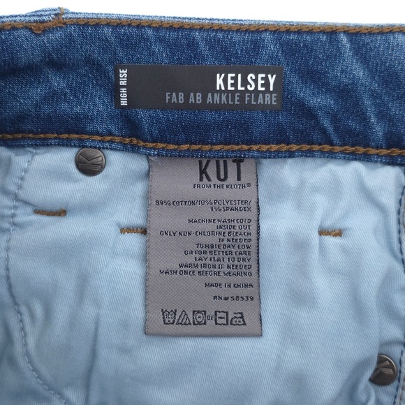 Kut from the Kloth Women Jeans Kelsey Fab Ab Ankle Flare 0P Blue High Rise - Picture 6 of 10